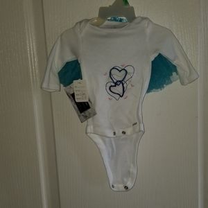 Embroidered onsie with tutu skirt